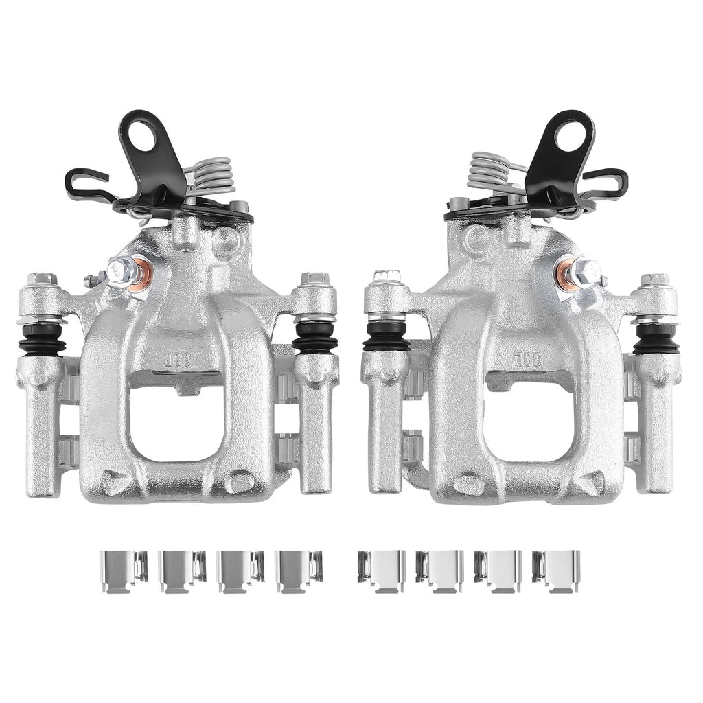 Pair Rear Brake Calipers w/Bracket for Audi A3 Quattro VW Golf Passat Jetta (2005–2013)
