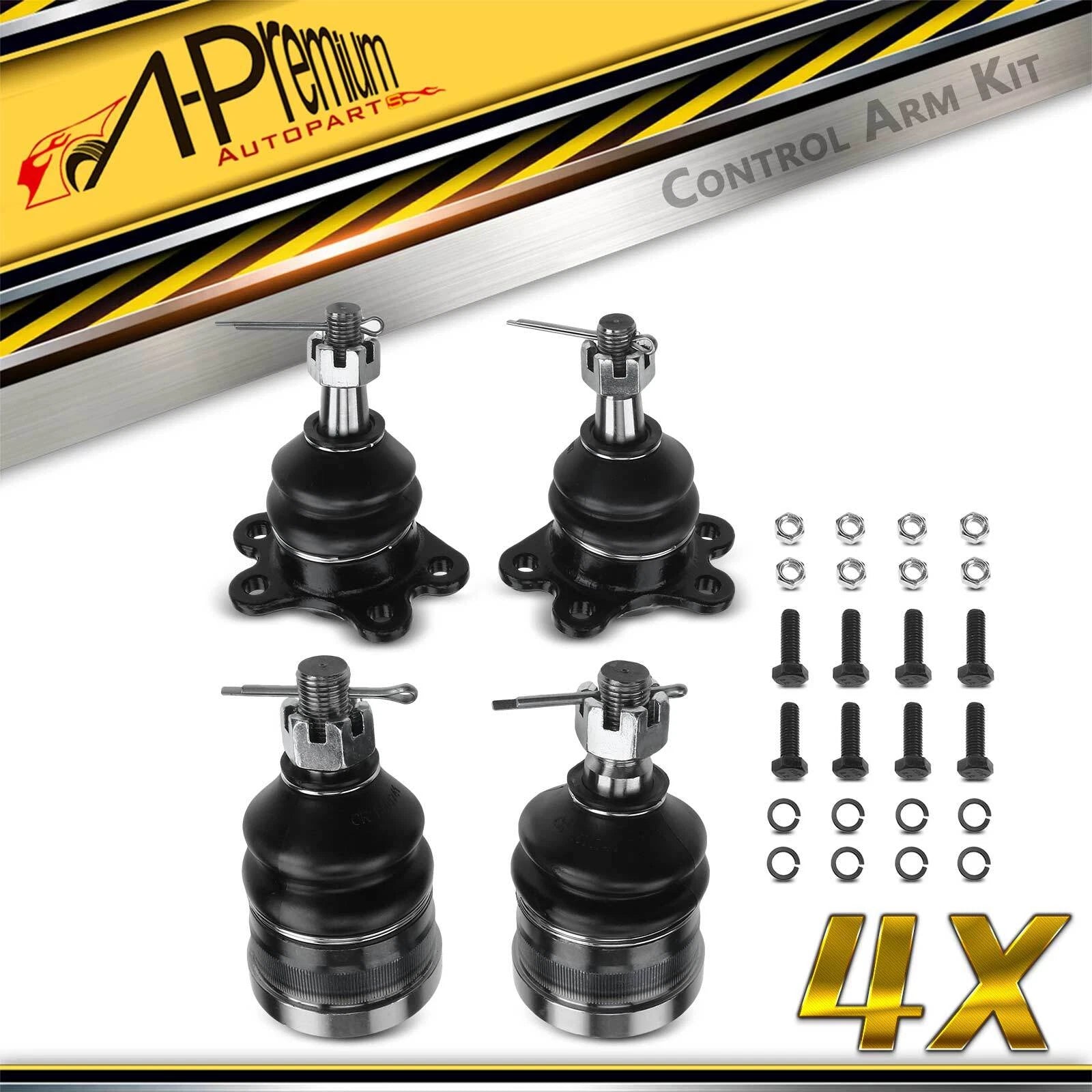 Set of 4 Front Lower & Upper Ball Joints for Chevy GMC C1500 C2500 (1988–2000)