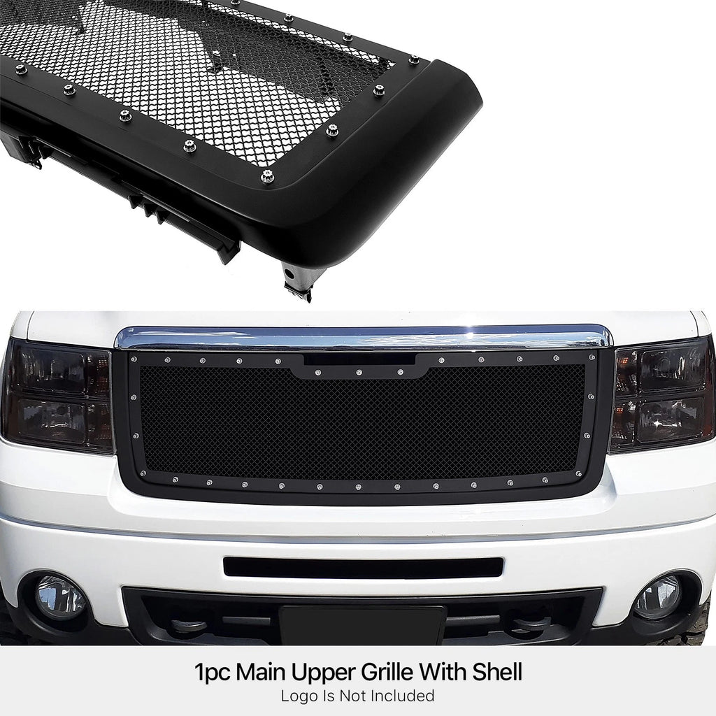 Stainless Black Mesh Rivet Grille for GMC Sierra Denali (2007-2010)