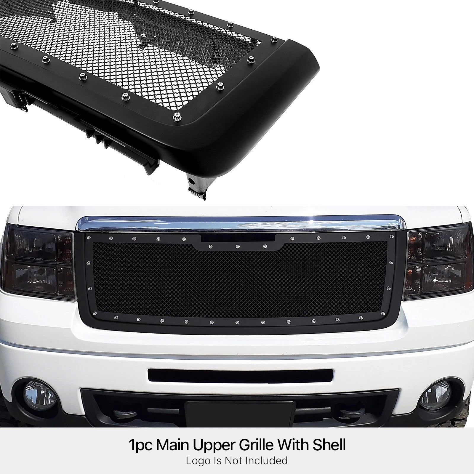 Stainless Black Mesh Rivet Grille for GMC Sierra Denali (2007-2010)