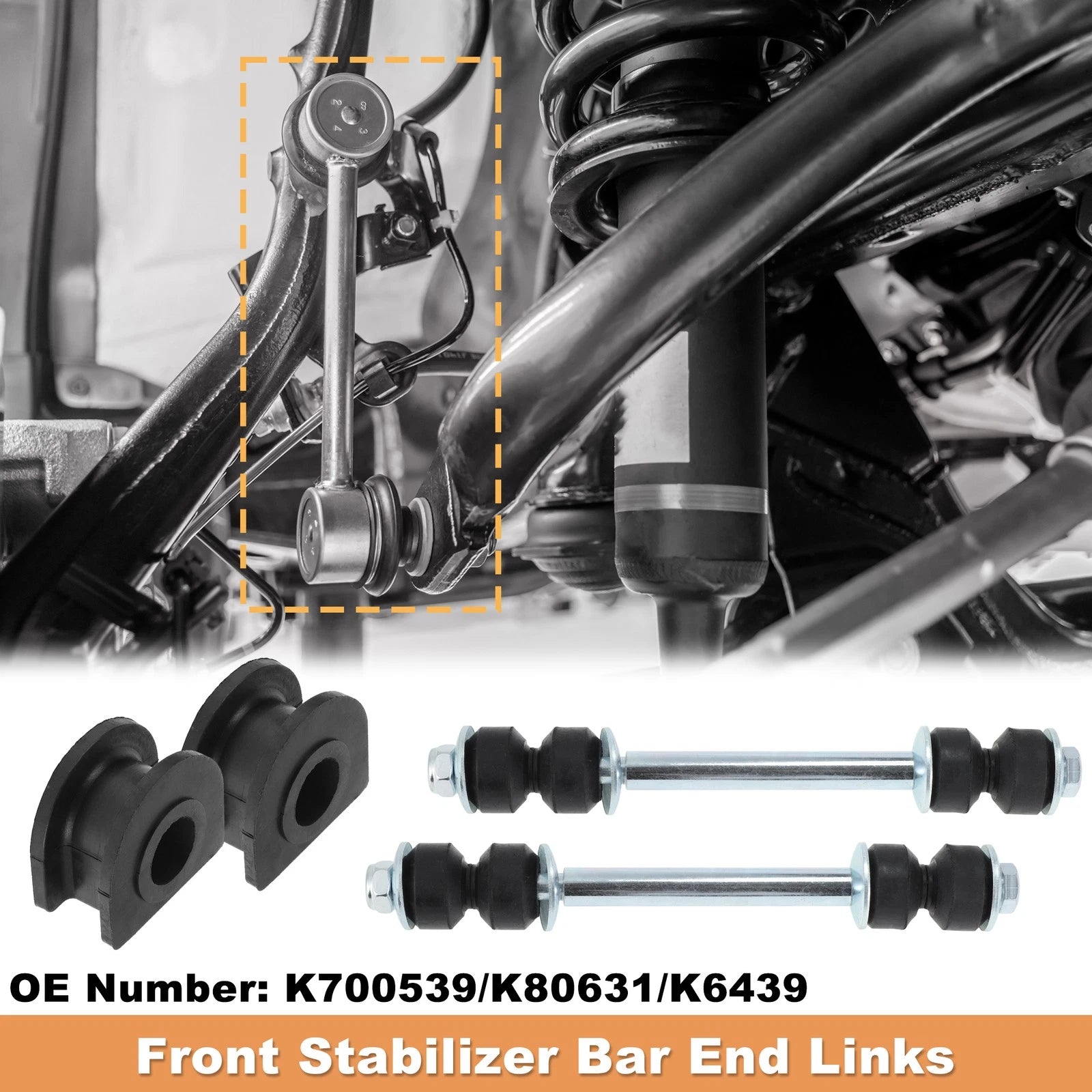 Front Sway Bar End Link Stabilizer Kit for Chevrolet Silverado 1500 2500 3500 HD (2001–2023)