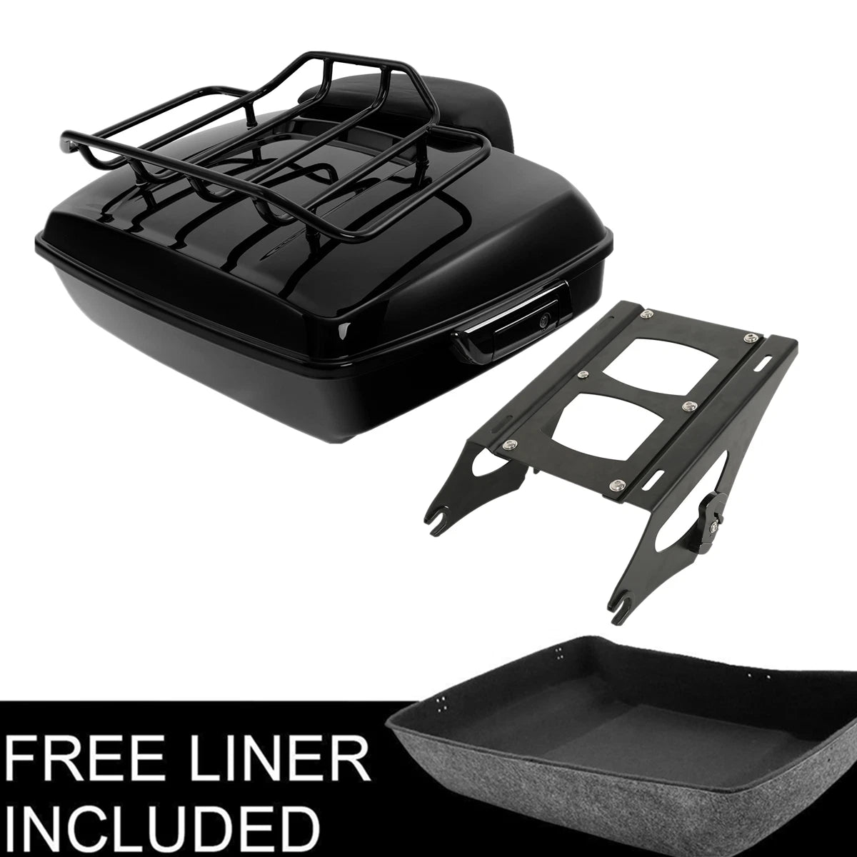 Black Chopped Trunk Backrest Pad for Harley Touring Glide (2014–2026)