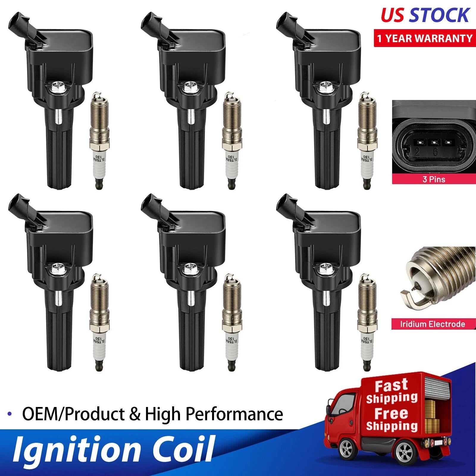 6 Pack Ignition Coil Spark Plug for Chevrolet Trailblazer EXT (2002–2006)