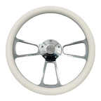 14 Inch Billet Steering Wheel with White Wrap and Chevy Bowtie for Vehicle (2010–2020)