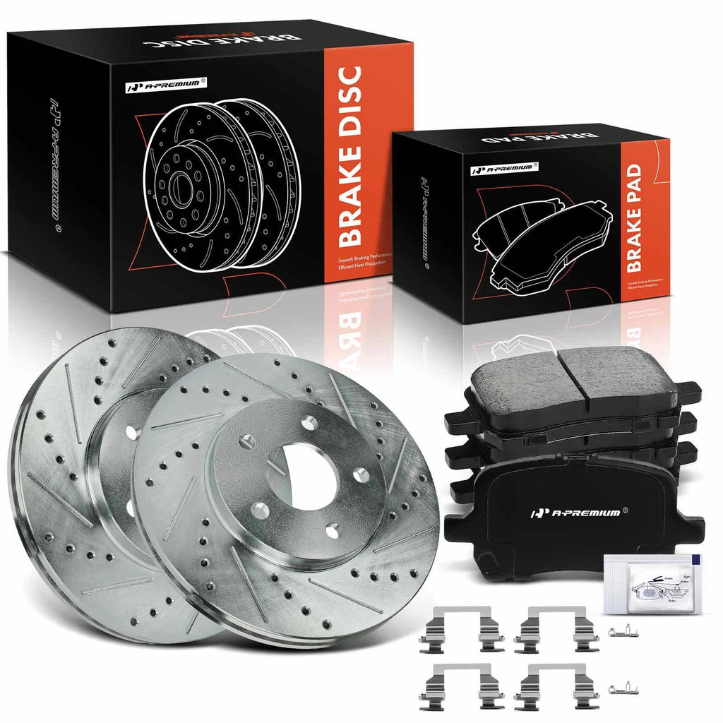 Front Drilled Brake Rotors & Ceramic Brake Pads for Chevy HHR (2006–2011)