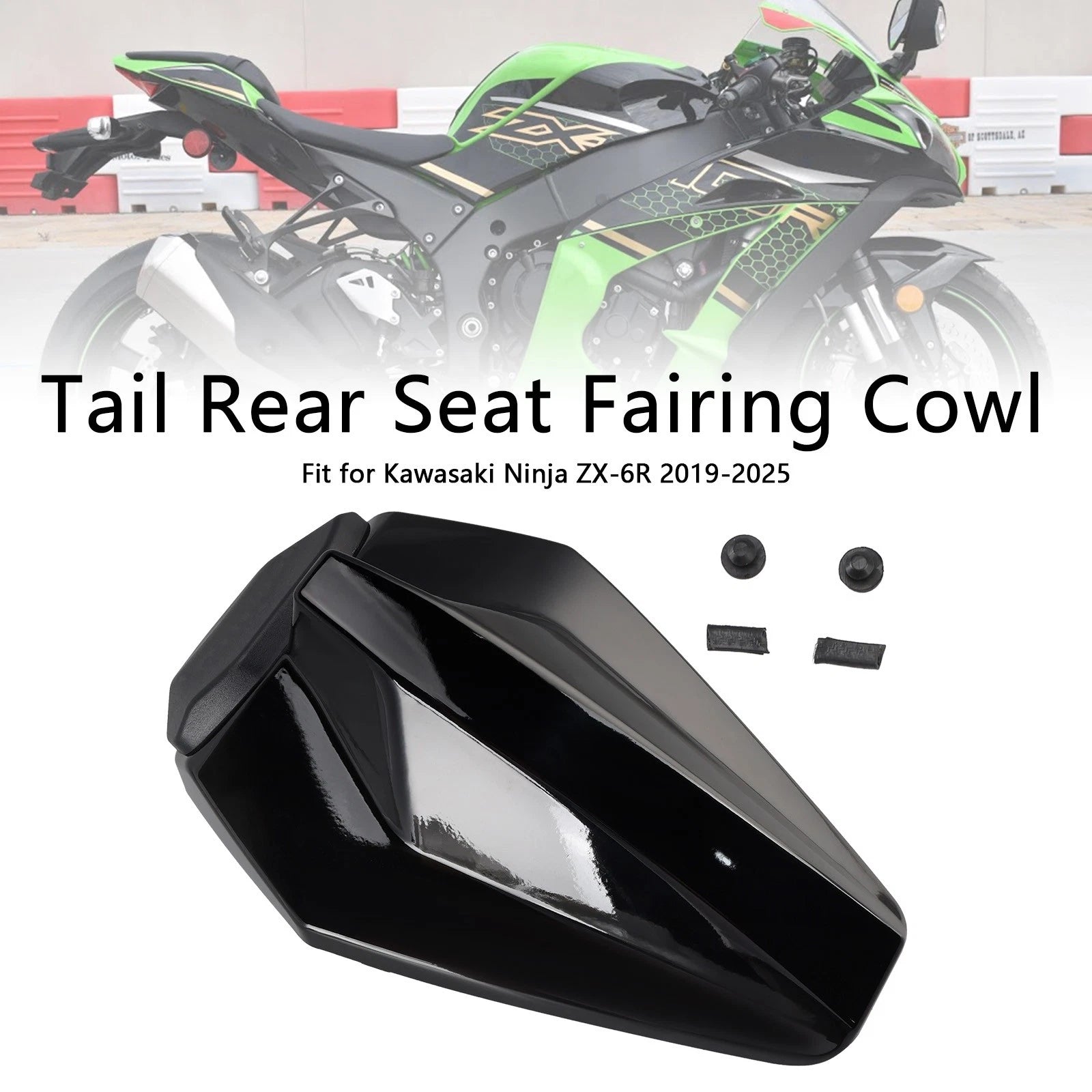 Racing Tail Rear Seat Fairing Cowl for Kawasaki ZX6R (2019–2025) Black