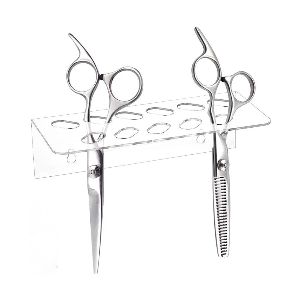 Acrylic Wall Mount Scissor Holder for Barber Tool Storage (11 Slots)