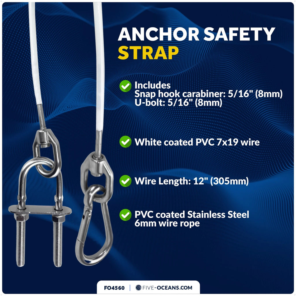 12-Inch Anchor Safety Strap for Universal Use (PVC Coated, Stainless Steel)