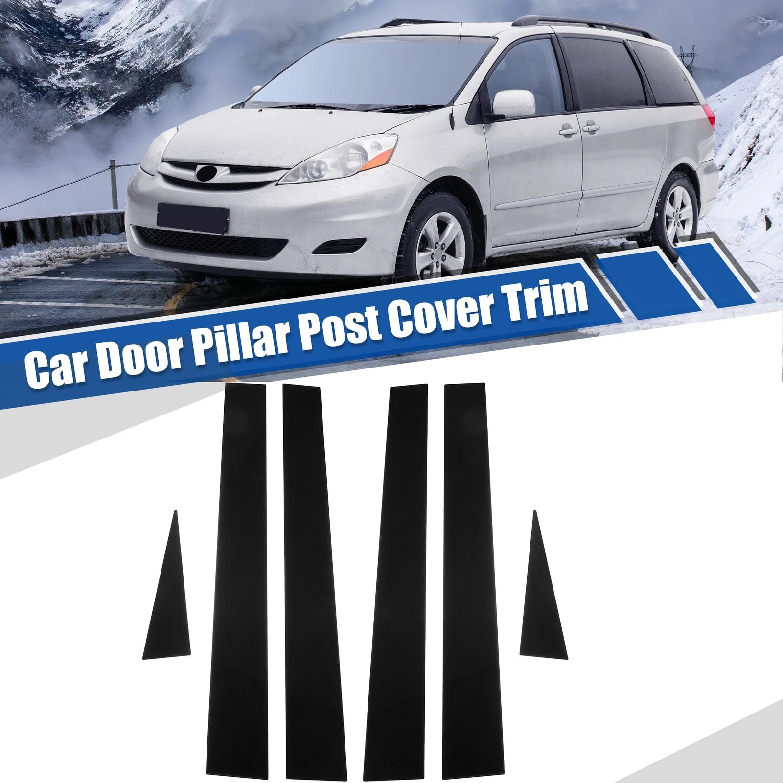 Glossy Black Door Window Pillar Post Covers for Toyota Sienna (2004–2010) 723115420920