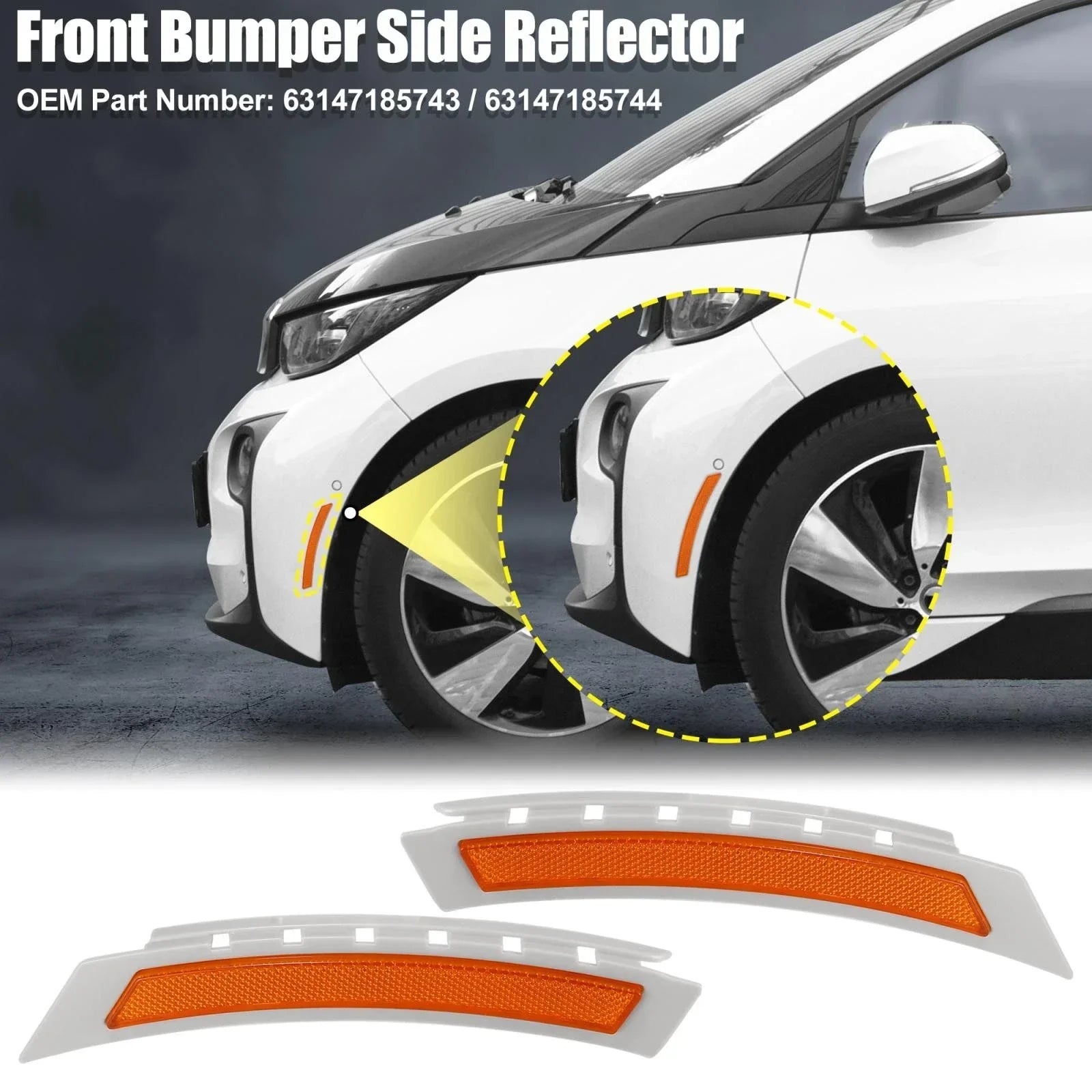 Front Bumper Reflector for BMW 5 Series Yellow