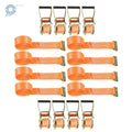 Set of 8 2-Inch x 15-Foot Orange E-Track Ratchet Straps 4000 lbs