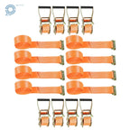 Set of 8 2-Inch x 15-Foot Orange E-Track Ratchet Straps 4000 lbs