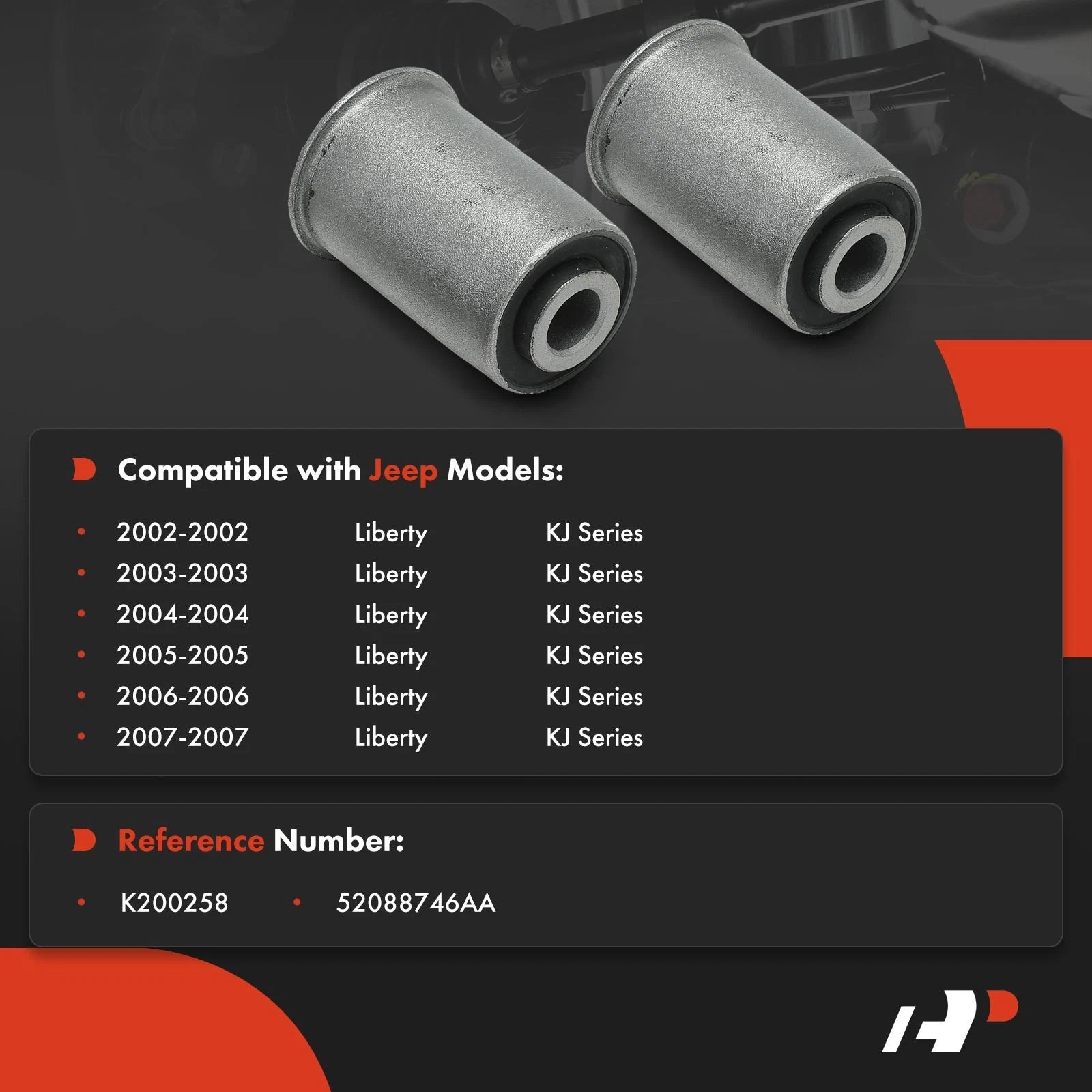 2X Front Lower Control Arm Bushing for Jeep Liberty (2002–2007)