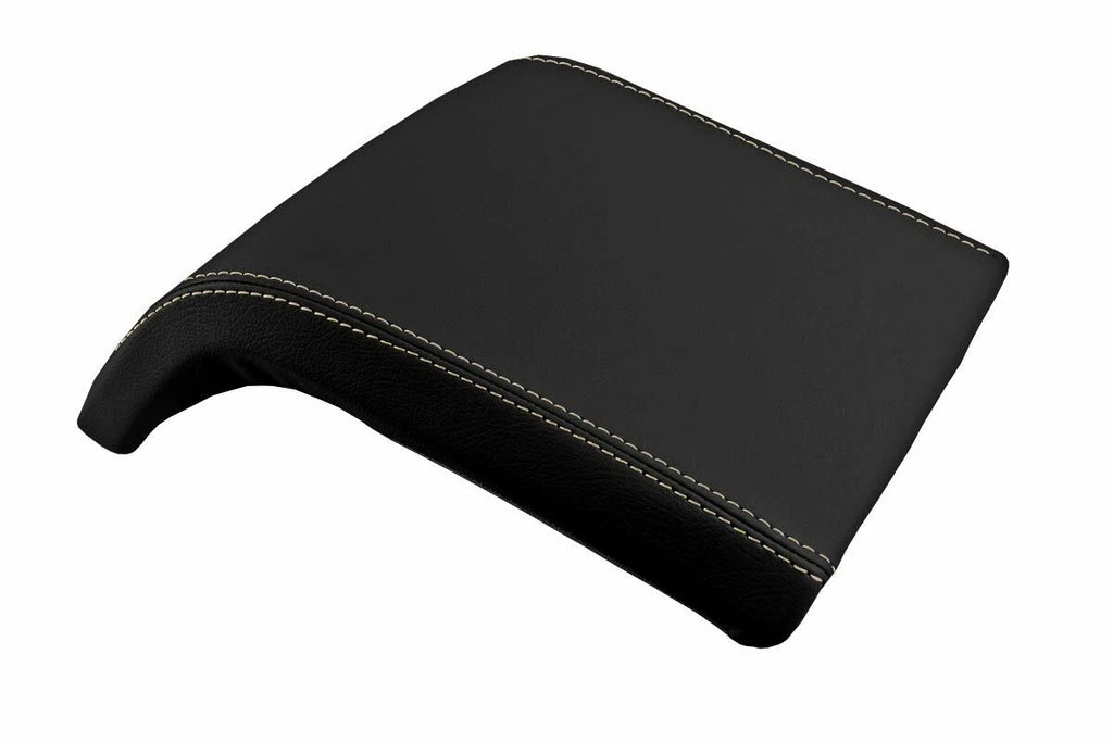 Leather Console Lid Armrest Cover for Lincoln Navigator (2007–2017) Beige Stitch