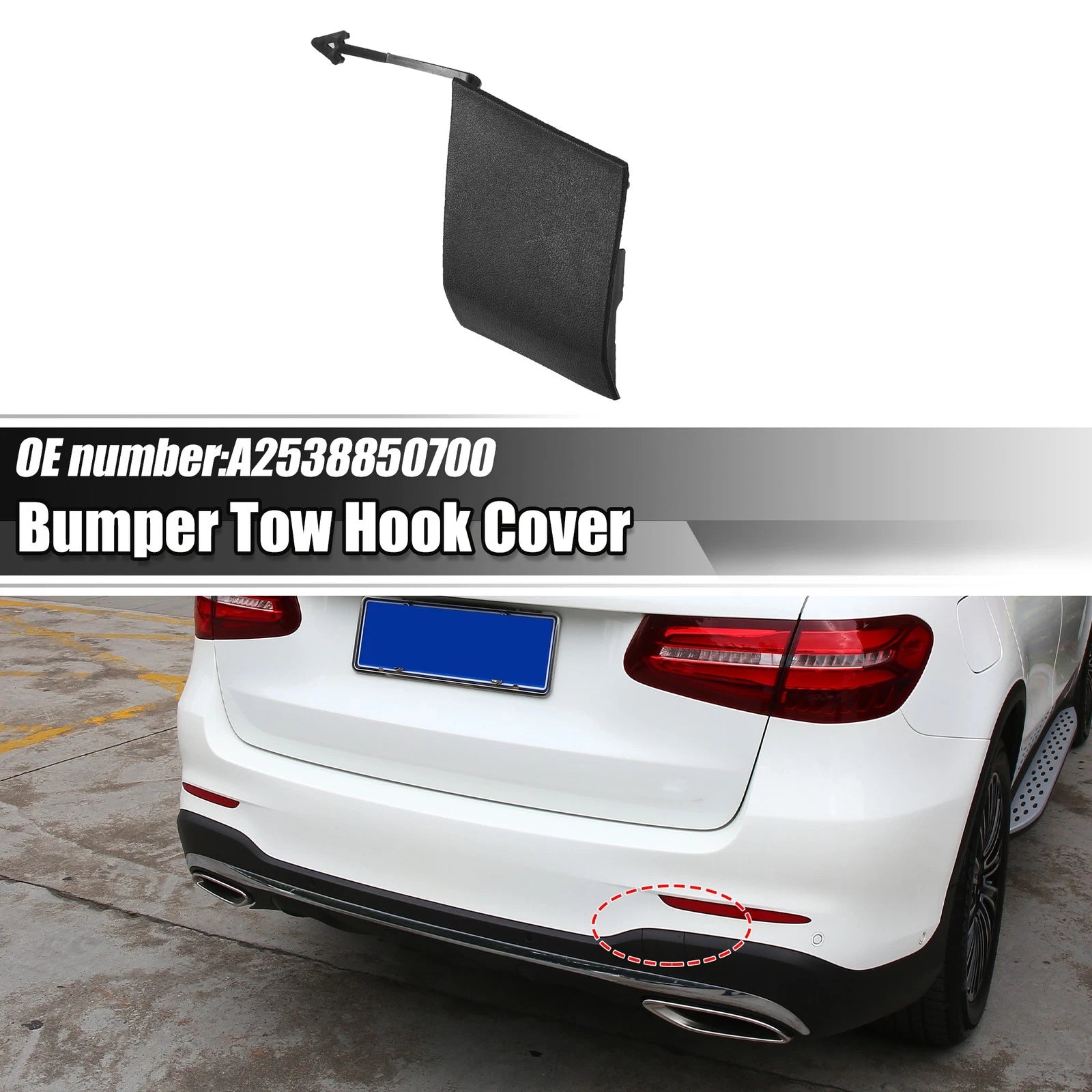 Tow Eye Hook Cover Cap for Mercedes-Benz GLC 300 (2016–2023) Black