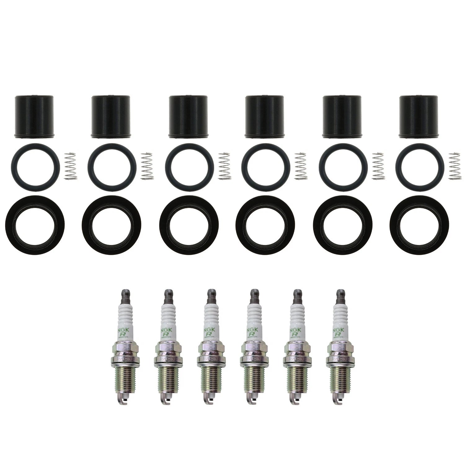 Set of 6 NGK V-Power Spark Plugs & Coil Boots for Dakota Durango Ram1500 Liberty V6 (1997–2009)