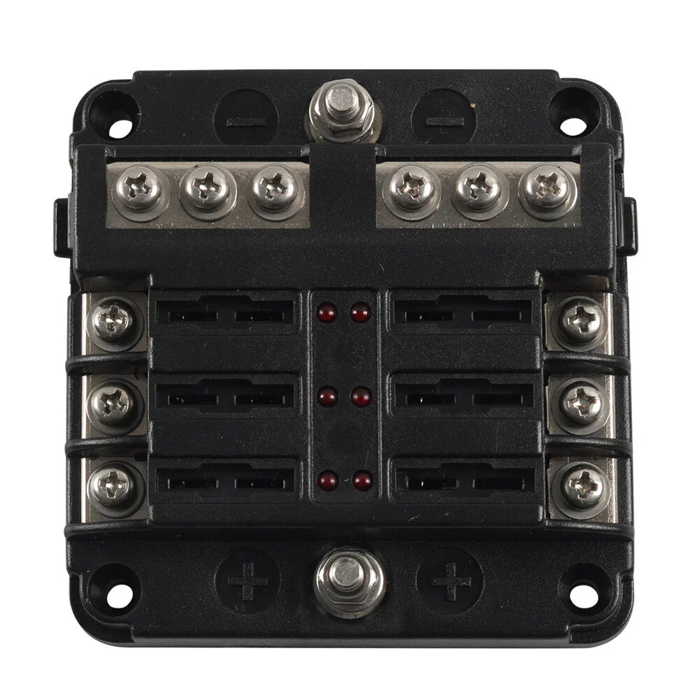 6 Way Blade Fuse Box Holder with Fuses & Light Protection Cover for Car (N/A)