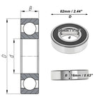 6206DDU Deep Groove Ball Bearing for Scooter/Skateboard (30x62x16mm)