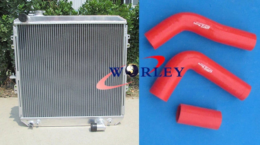 Aluminum Radiator & Blue Hose for Toyota Hilux LN106 LN111 (1988-1997)