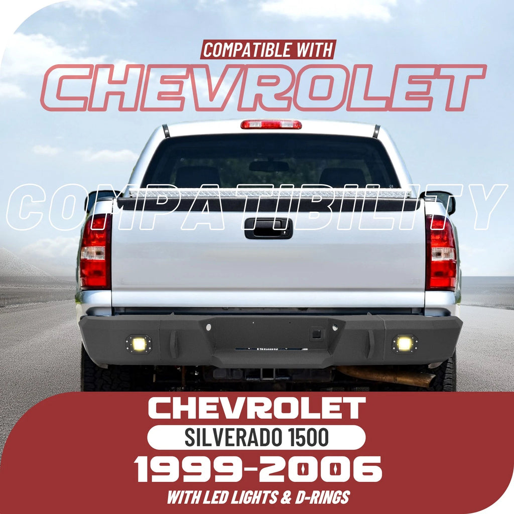 Complete Black Rear Bumper with LED Light for Chevrolet Silverado 1500 (1999–2006)