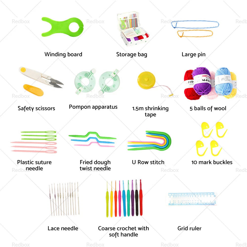 58PCS Crochet Kit with Rubber Grips for Beginners