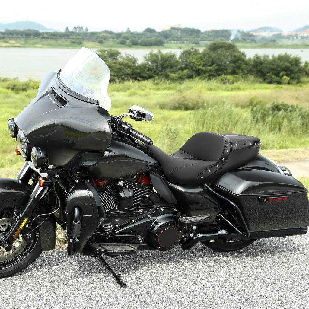 Black Driver Passenger Seat for Harley Road King Electra Glide (2009–2023)