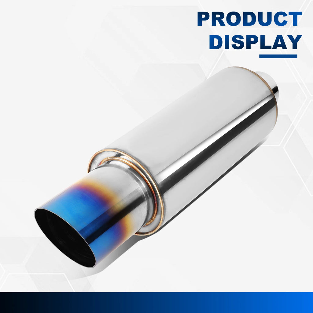 3" Burnt Diagonal Tip Round Stainless Steel Exhaust Muffler for