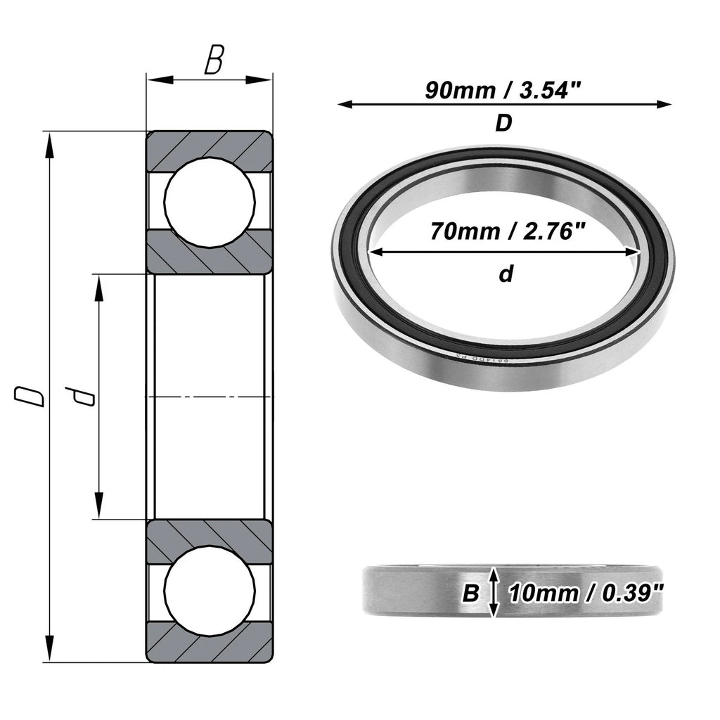 Deep Groove Ball Bearing 70x90x10mm for Scooter Skateboard (P5)