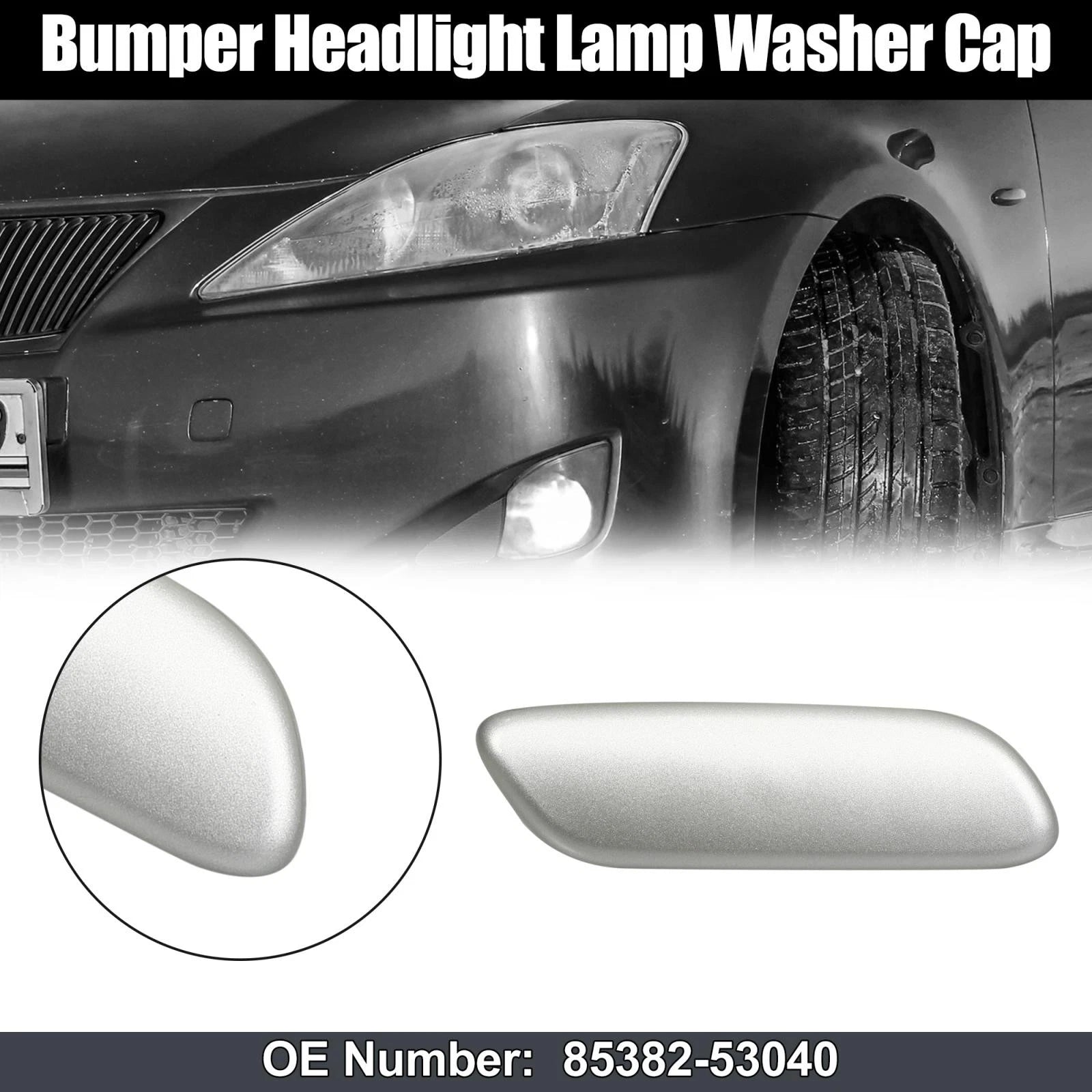 Right Headlight Nozzle Cover for Lexus IS250 IS300 (2006–2008) 85381-53080 Silver Tone
