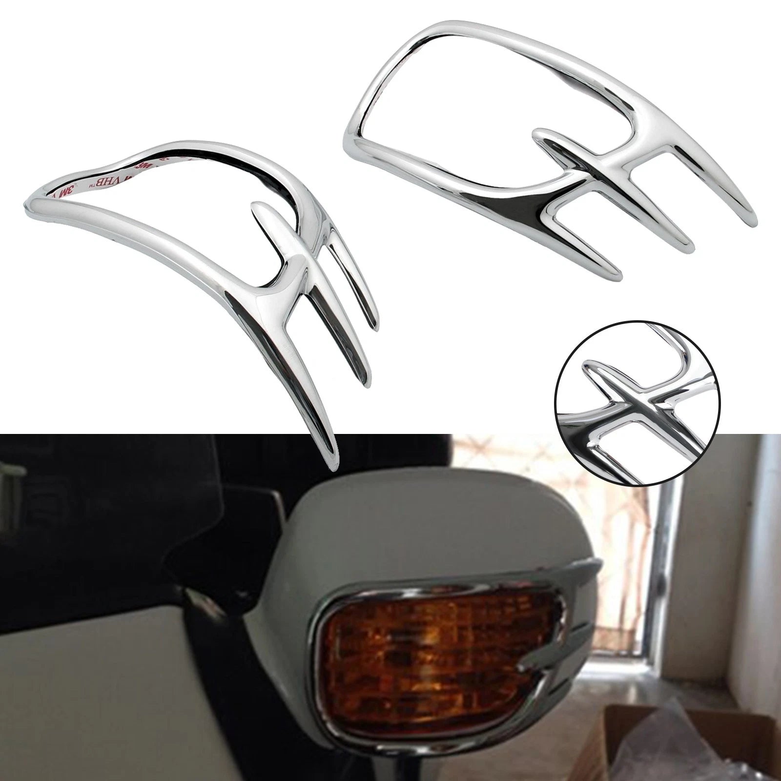 Chrome Fairing Mirror Back Accent Grilles for Honda GL1800 (2001–2011)