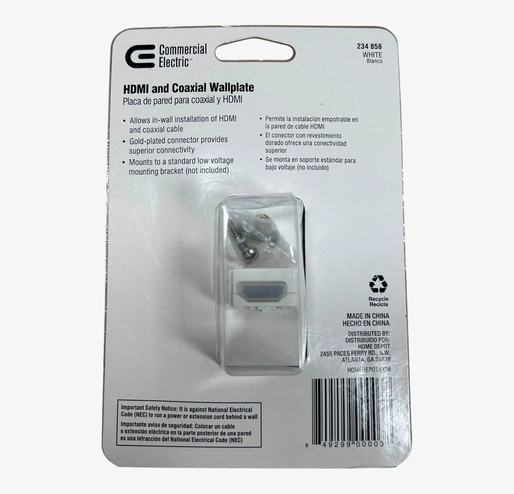 HDMI & Coaxial Wall Plate for Commercial Electric 234-858 (N/A)