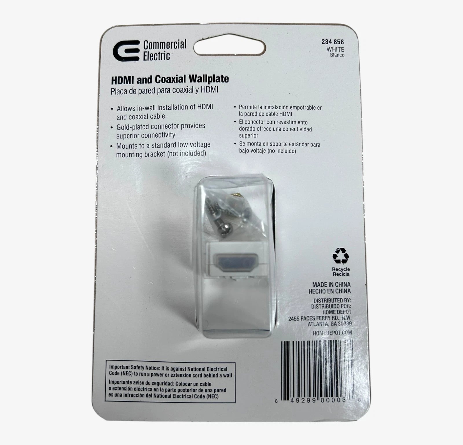 HDMI & Coaxial Wall Plate for Commercial Electric 234-858 (N/A)