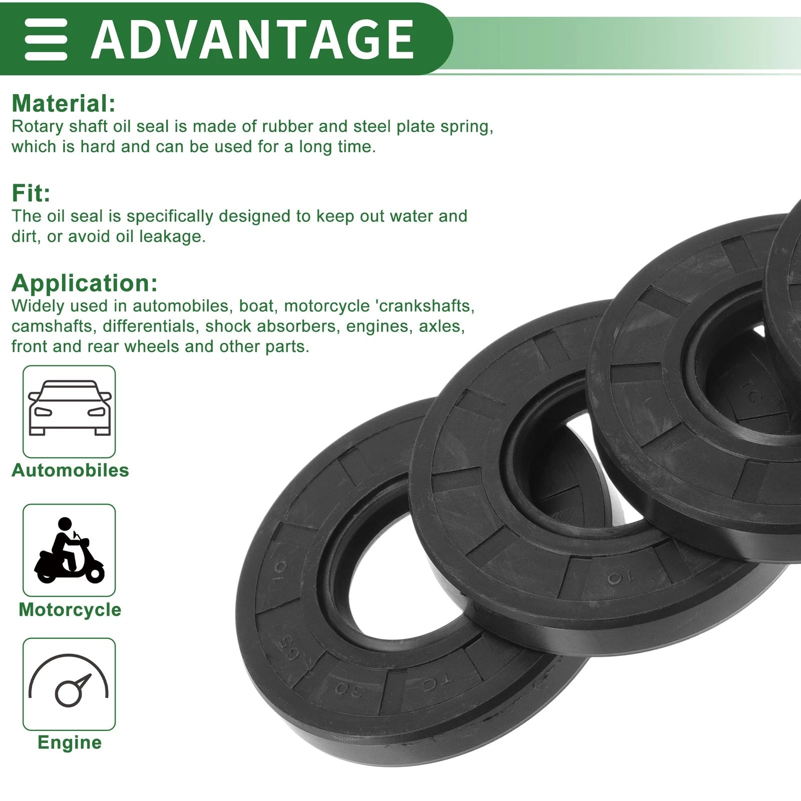 Set of 5 Oil Seal Rotary Shaft Seal NBR Rubber 30x65x10mm