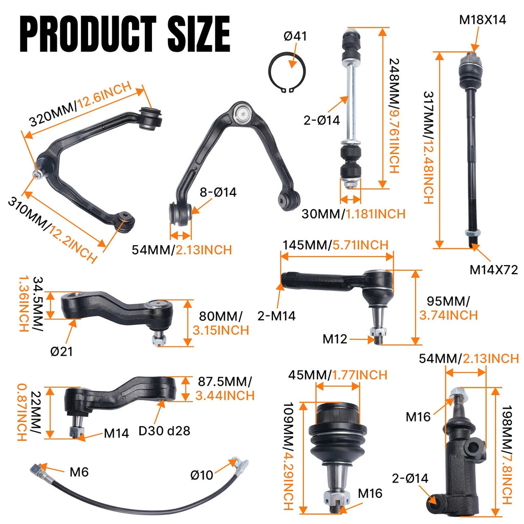 Front Upper Control Arms Suspension Kit for Chevy GMC Silverado Sierra 1500 (2007–2018)