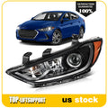 Headlight Assembly for Hyundai Elantra (2017–2018) Black Left Side