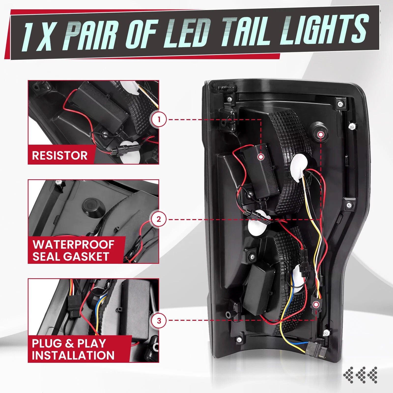 HECASA LED Tail Lights for Ford F250 F350 F450 Super Duty (2017–2019)
