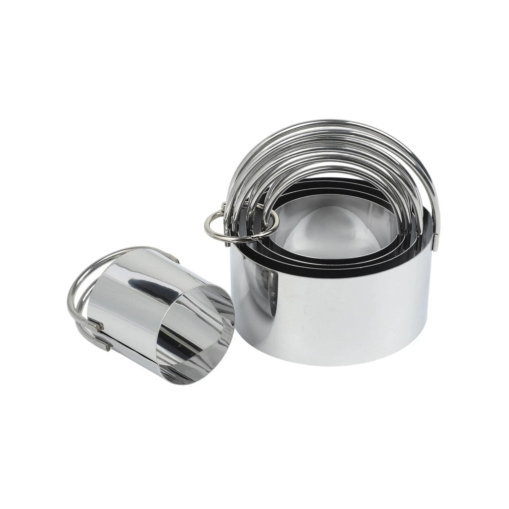 Set of 5 Stainless Steel Cake Rings with Handle for Dessert Baking