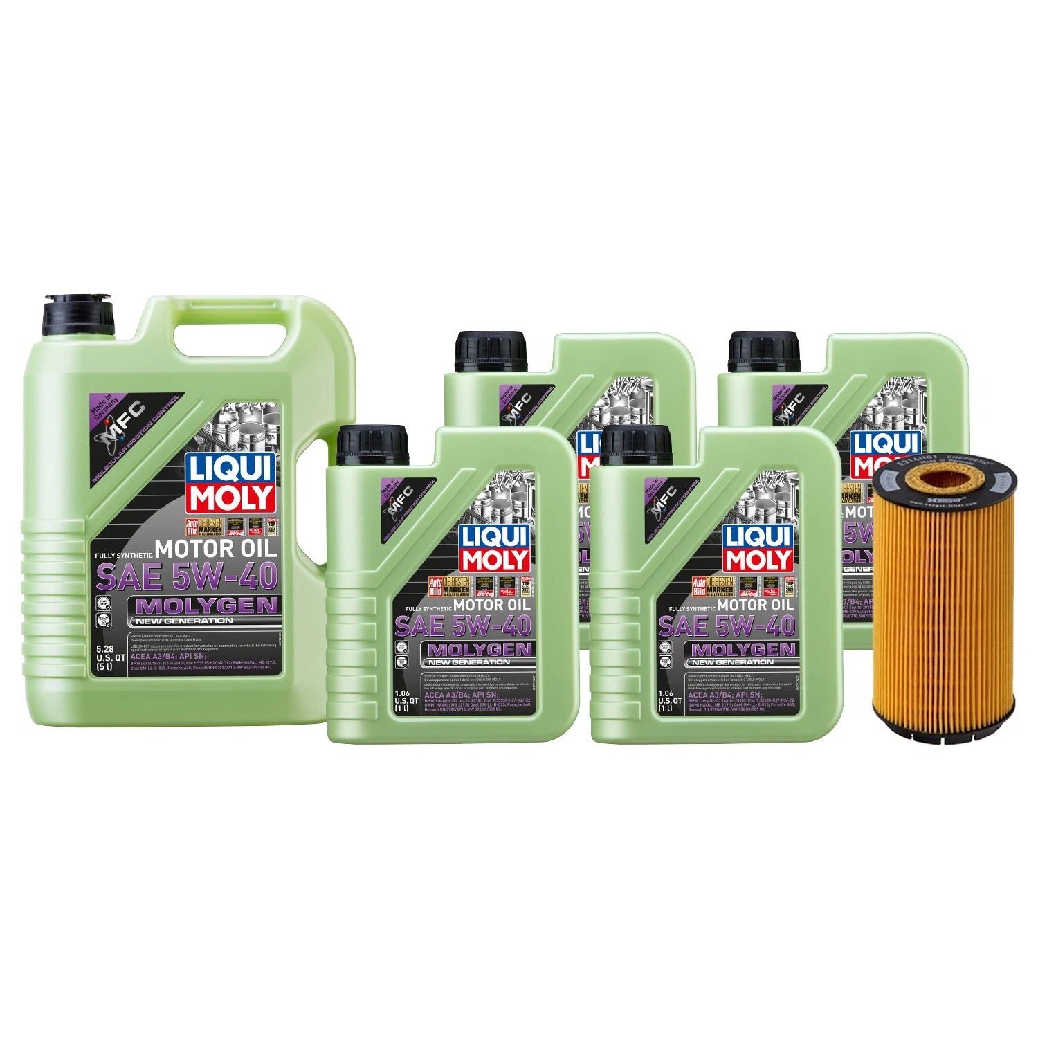Oil Change Kit 7L Liqui Moly Molygen 5W-40 for Audi CEUA 4.0L (2018–2023)