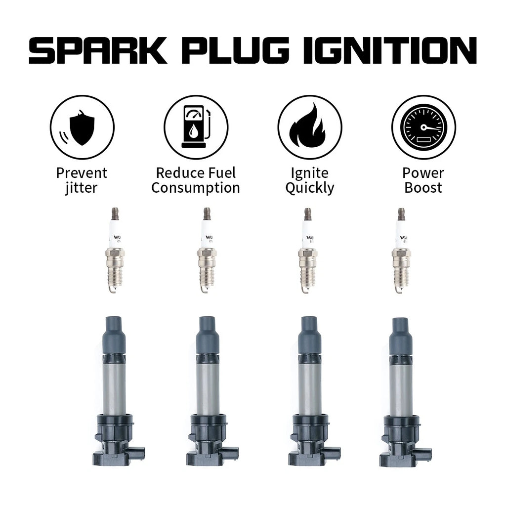 Set of 4 Ignition Coils + 4 Spark Plugs for Cadillac XLR (2006–2009) 4.4L 4.6L V8