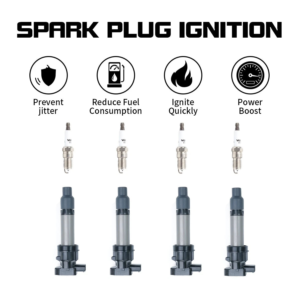 Set of 4 Ignition Coils + 4 Spark Plugs for Cadillac XLR (2006–2009) 4.4L 4.6L V8