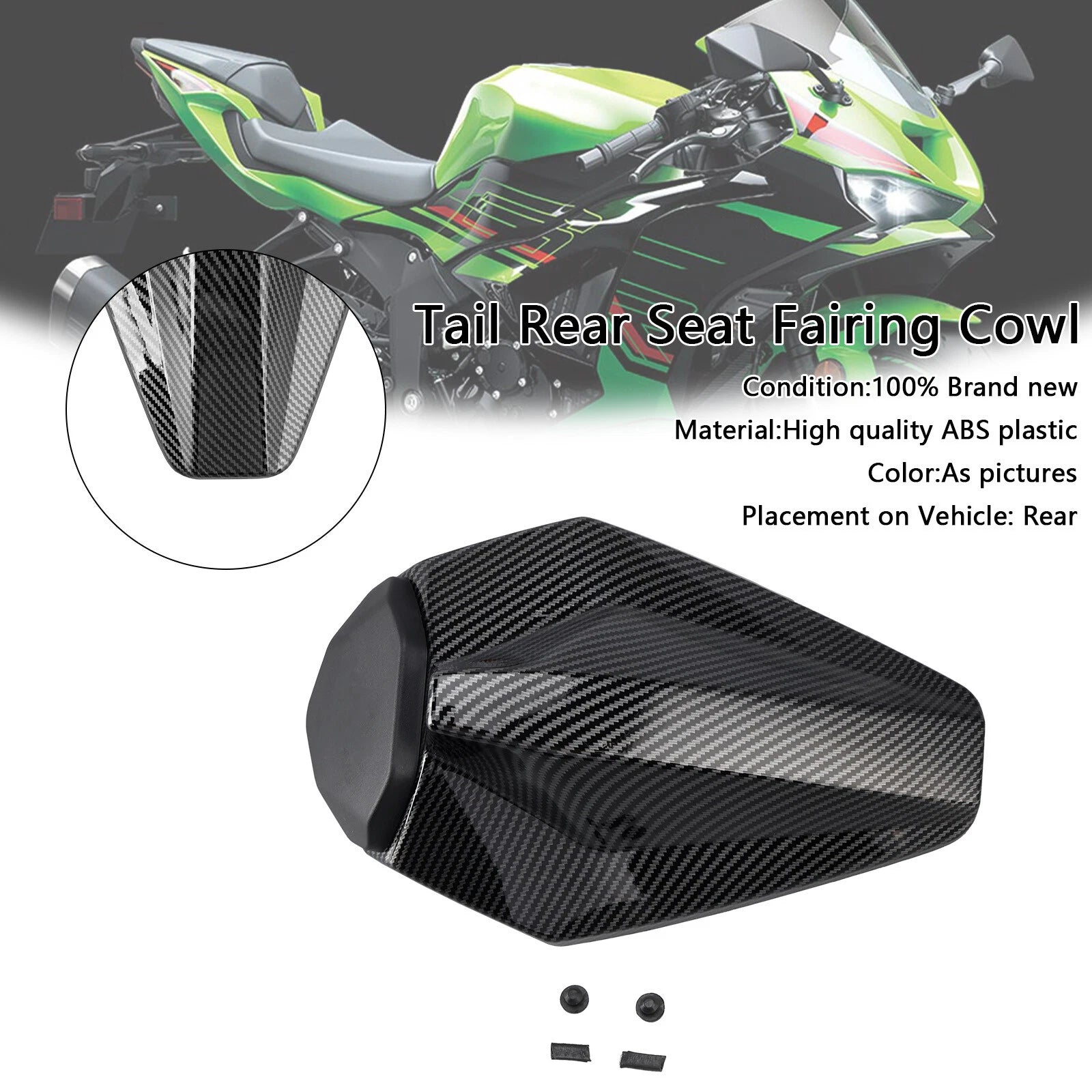 Racing Tail Rear Seat Fairing Cowl for Kawasaki ZX6R (2019–2025) Carbon