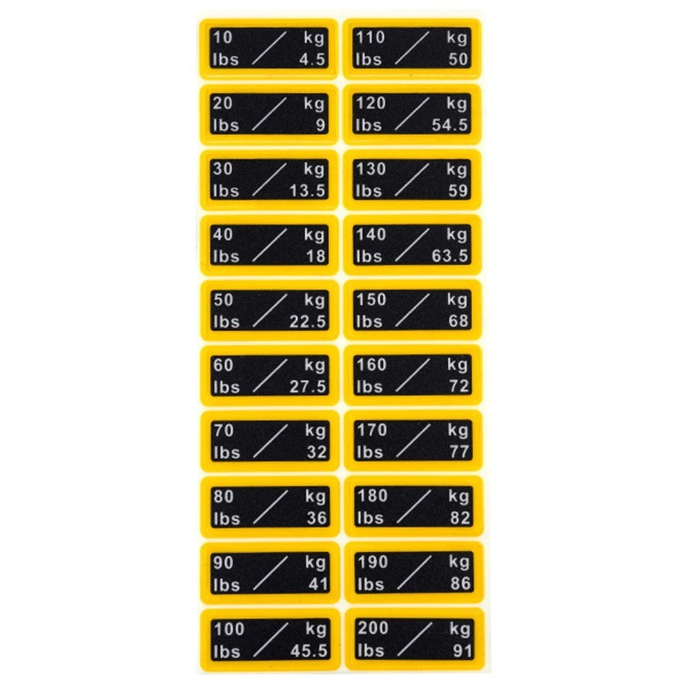 Weight Labels for Strength Training and Fitness