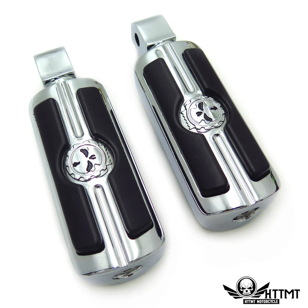 Chrome Gear Skull Footpegs for Yamaha Road Star Warrior (2002–2009)