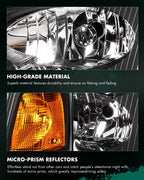 Headlight Assembly Pair for GMC Envoy, GMC Jimmy (2002–2009) Black Housing