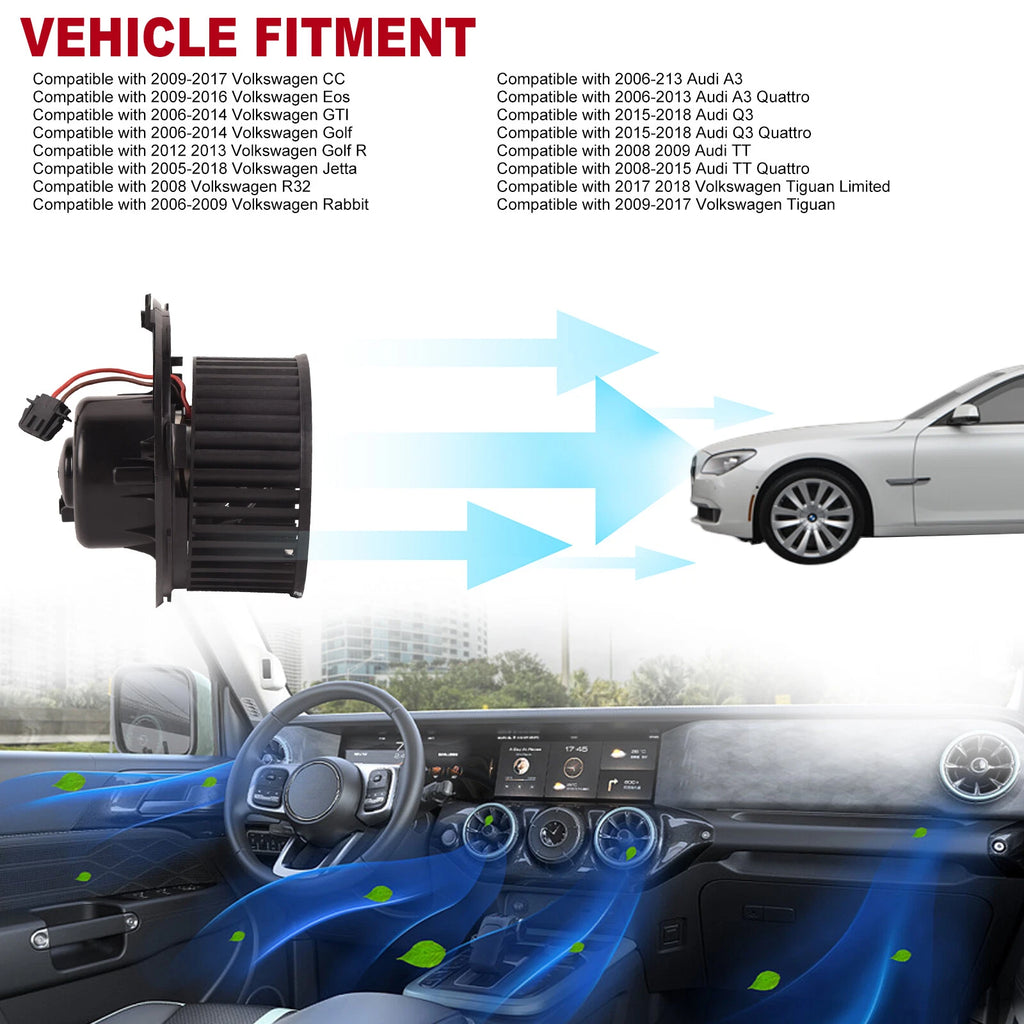A/C Blower Motor with Fan Cage for Audi VW