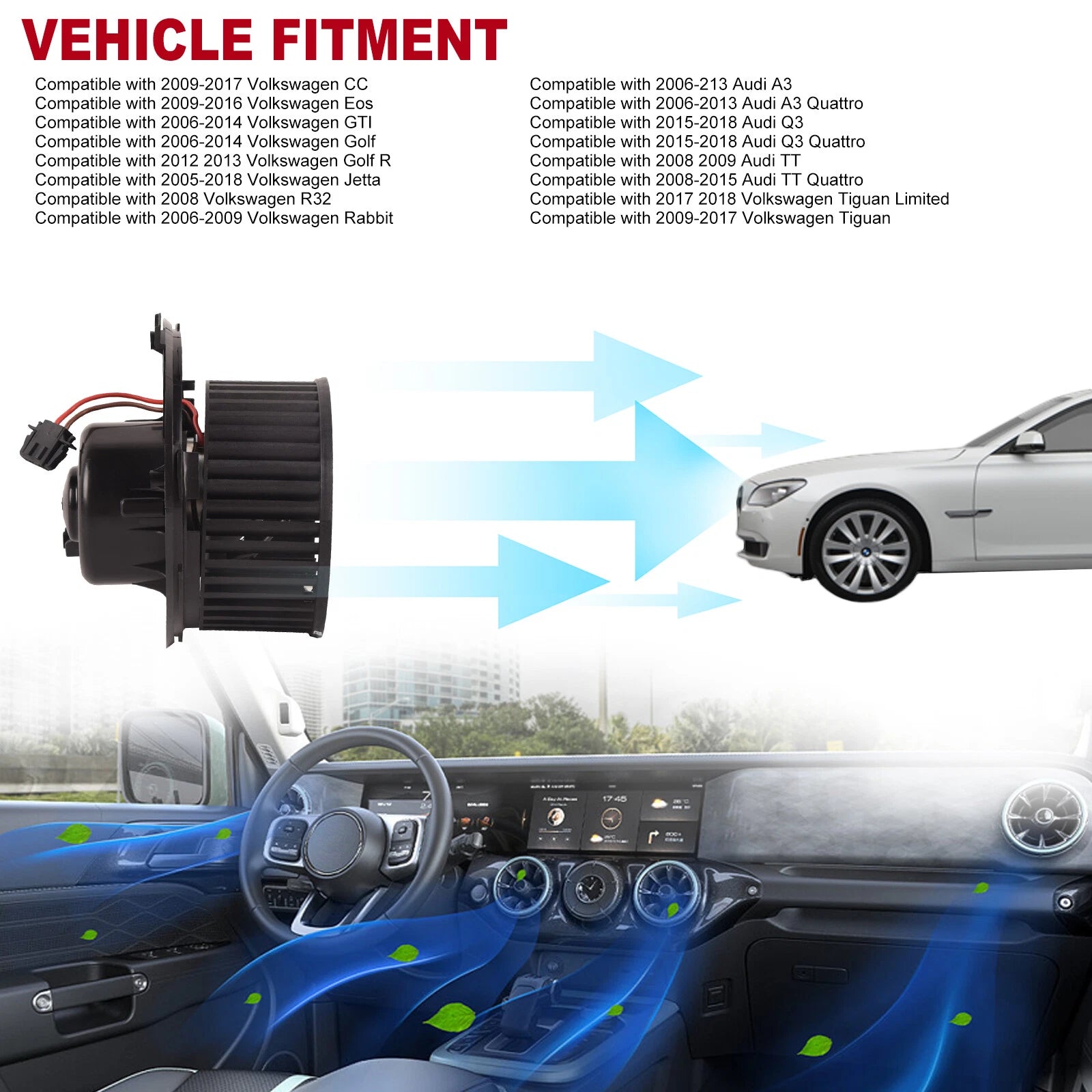 A/C Blower Motor with Fan Cage for Audi VW