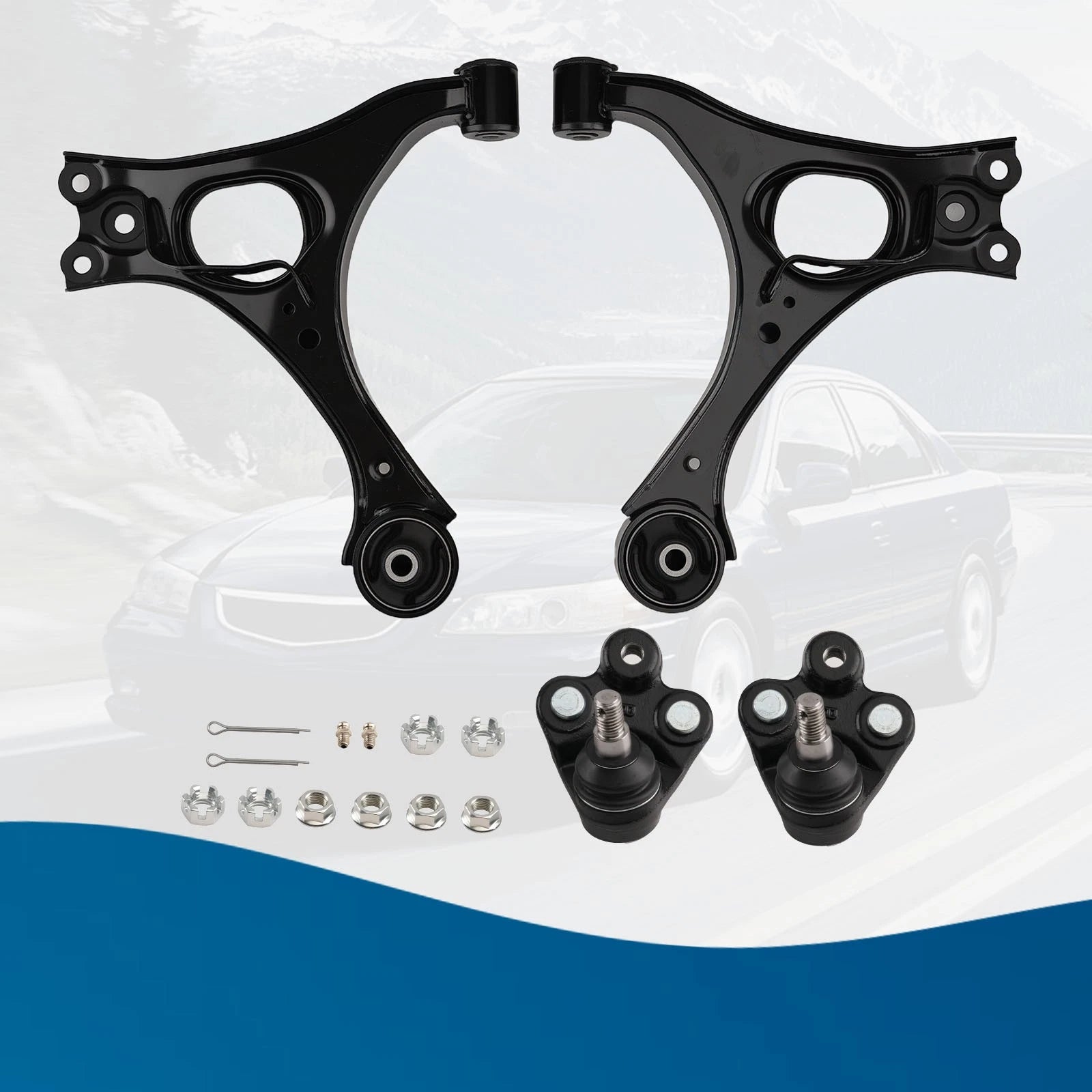 Set of 4 Front Lower Control Arms + Ball Joints for Honda Civic (2006–2011)