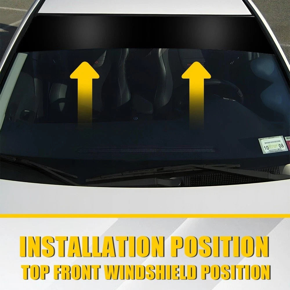 Windshield Banner for Universal Fit (60"x12") Black Vinyl Sun Strip
