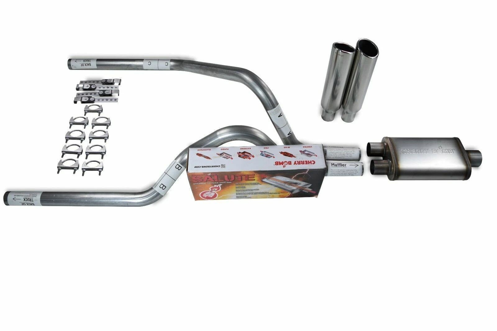 2.5" Dual Exhaust Kit for Dodge Dakota (1997–2005) - Cherry Bomb Tips