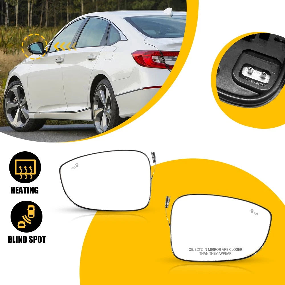 Set of 2 Heated Blind Spot Side Mirror Glass for Honda Accord (2018–2022)